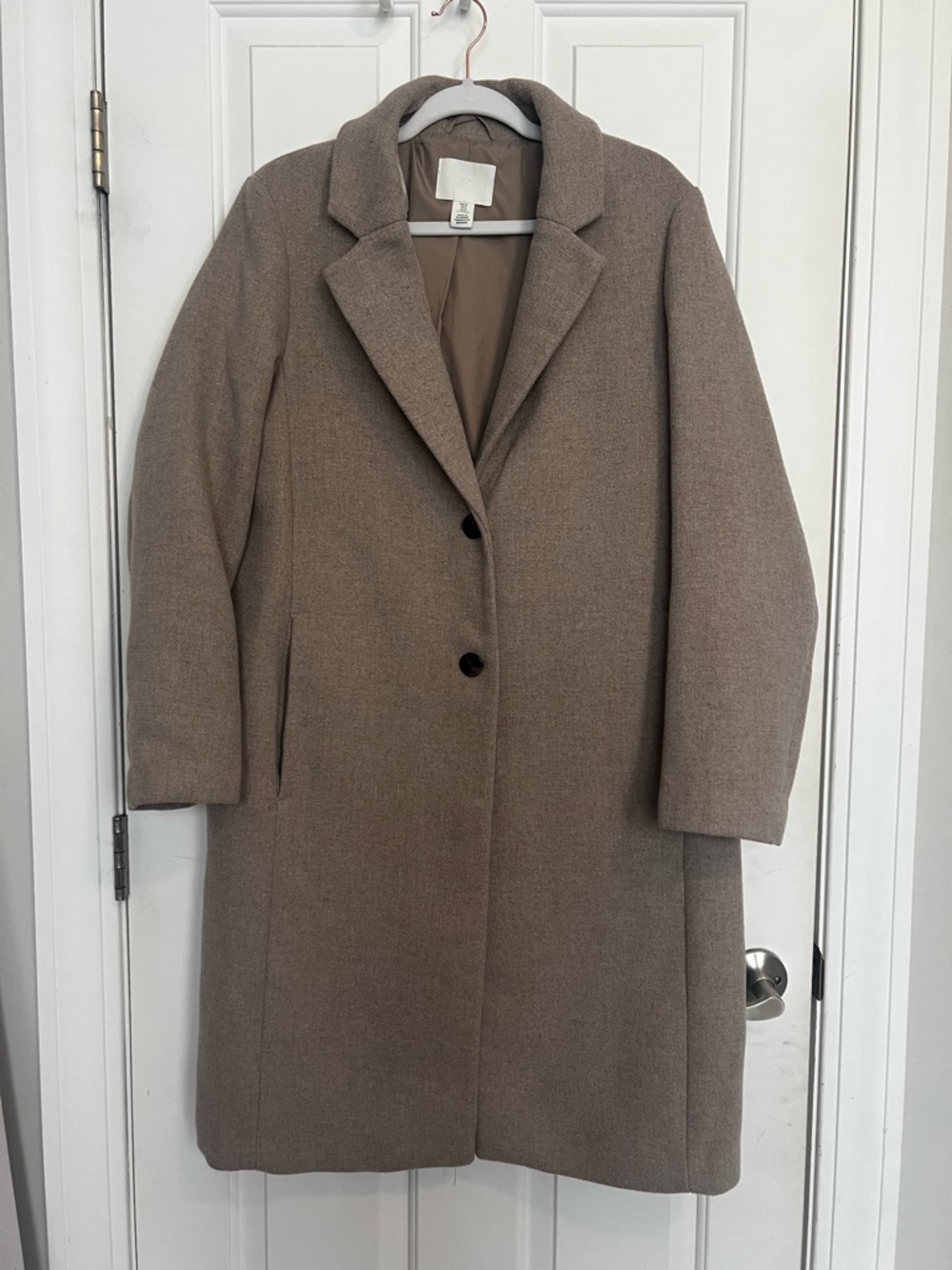H&M Taupe Single-Breasted Twill Coat